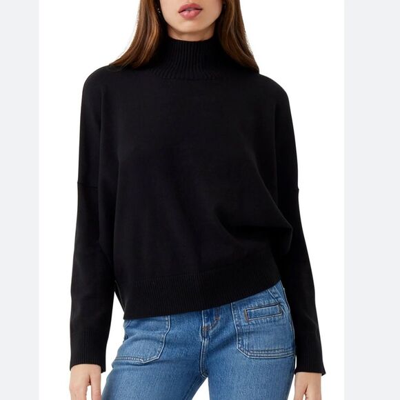 NWT French Connection Jeanie Vhari Mock Neck Sweater Black - Picture 1 of 4